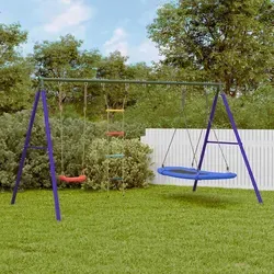 vidaXL Schaukel-Set mit Schaukelsitz, Strickleiter und Nestschaukel - Multifunktionales Spielgerät für Kinder im Garten, fördert Gleichgewicht und Koordination mit 3 Spielmöglichkeiten - ideal für Kinder von 3-10 Jahren.