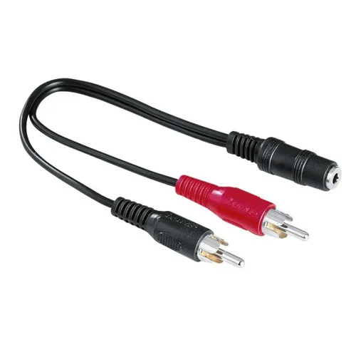 Hama Klinken-Cinch-Adapter 3,5mm, 2x RCA, flexibel, 0,1m, Schwarz Audio-Adapter