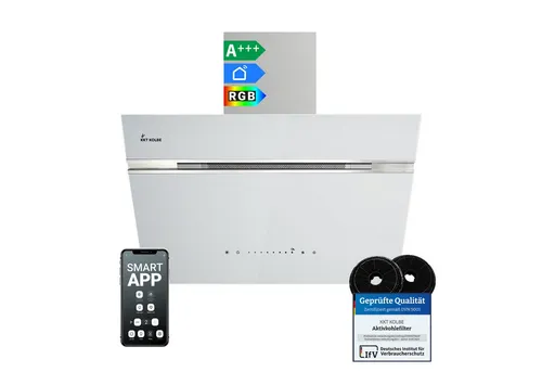 KKT KOLBE Wandhaube Dunstabzugshaube 60cm AURORA6005WED RGBW Ambientebeleuchtung Dunstabzugshaube 60cm AURORA6005WED RGBW Ambientebeleuchtung, Kopffreihaube / Umluft / Abluft / Smart WiFi-App / Weiß / Glas