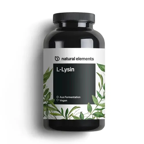 L-Lysin Kapseln NATURAL ELEMENTS - Nahrungsergänzungsmittel mit hochwertigem L-Lysin, unterstützt die Immunfunktion und fördert die Muskelregeneration.
