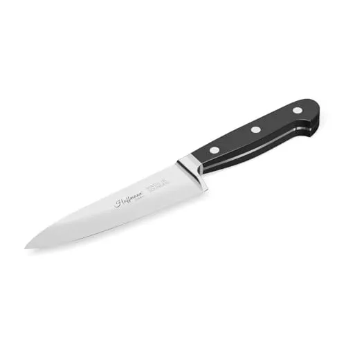 Hoffmann Germany Kochmesser Chefmesser klein handgeschmiedet 16 cm – rostfrei, X50CrMoV15 - Kochmesser 16 cm – handgeschmiedet in Solingen. Ideal für präzise Schnitte und vielseitige Anwendungen in der Küche. Ergonomischer Griff für sicheren Halt und Komfort. Perfekt für jeden Hobbykoch.