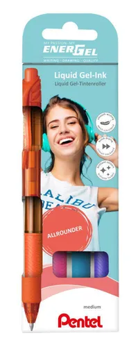 Pentel Gelschreiber-Set 0.35 mm, Schreibfarbe: Mehrfarbig BL107-4COL