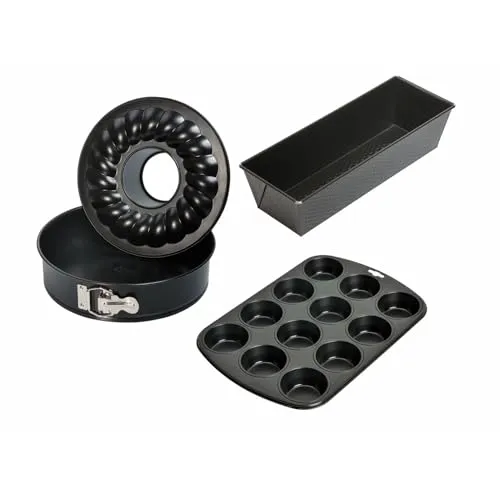 ORIGINAL KAISER Kaiser Classic Bachform-Set 4-teilig - Backformset aus hochwertigem Stahl, hitzebeständig bis 230°C, mit hervorragender Antihaftwirkung für müheloses Backen und einfache Reinigung. Ideal für kreative Backprojekte!