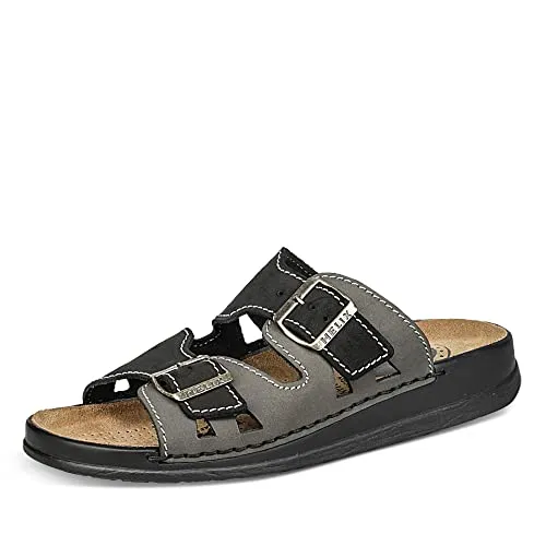 Helix 54011-55 Clogs in Größe 45 EU Schwarz - Hochwertige Herren Clogs aus Leder mit Magic-Point Fersenpolster für optimalen Komfort und Halt den ganzen Tag.