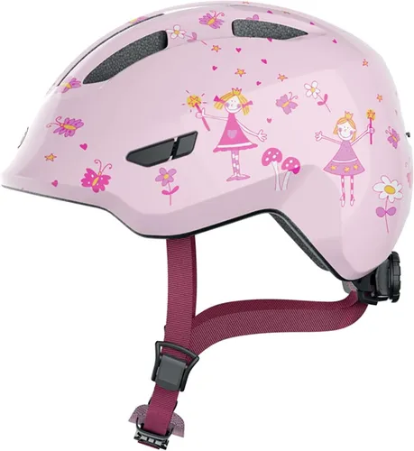 Abus Smiley 3.0 Fahrradhelm Kinderhelm Rosa Größe S - Sicherer Kopfschutz für Kinder im Radsport, mit einstellbarer Passform und stylischem Design in Rosa.