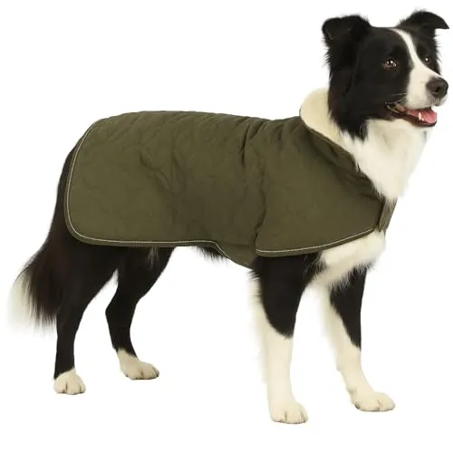 Flamingo Hundemantel Winter – Ushi Khaki – 50cm - Winterjacken & Wintermäntel für Hunde, wasserabweisend mit Fleece-Innenfutter für optimale Wärme und Sicherheit dank reflektierenden Elementen.