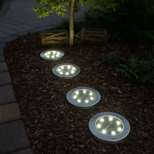 Stecklampe Solar Außenleuchte Gartenlampe Erdspieß Edelstahl D 13 cm LED 4er Set