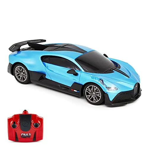 CMJ RC CARS Bugatti Divo Blue Ferngesteuertes Funkauto 1:24, offiziell lizenziert, Arbeitsscheinwerfer im Maßstab 1:24, 2,4 GHz