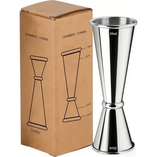 Cocktail Jigger Spirituosenmessbecher, doppelte Messbecher-Nutzung, 304 Edelstahl, 30 ml/60 ml Messungen, Messbecher für Bar, Zuhause, Barkeeper, Party, Drinks