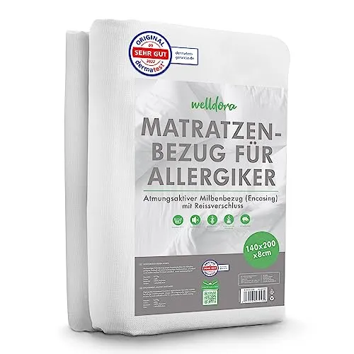 Welldora Premium Milbenbezug Matratzen 140x200x8 Topper von Welldora