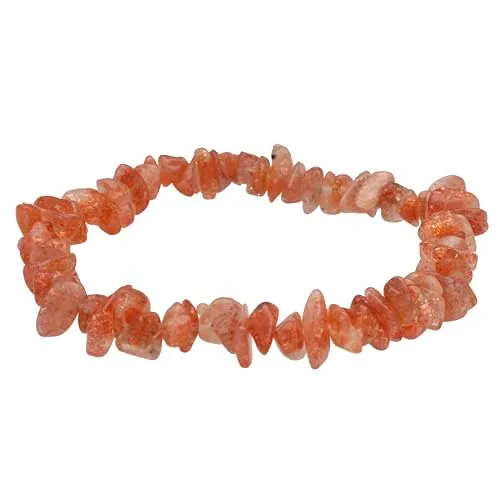 Lebensquelle Plus Sonnenstein Splitterarmband | Handgefertigtes Elastisches Stretch Splitter Armband | Echter natürlicher Edelstein (Sonnenstein)