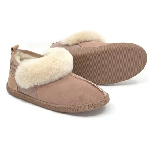 Vanuba Handgemacht Lammfell Warme Hausschuhe Winter Kuschel Pantoffeln Geschlossen Hüttenschuhe Damen Hausschuhe 37 Beige/Weiß