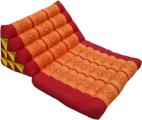 GURU SHOP Thaikissen, Dreieckskissen, Kapok, Tagesbett mit 1 Auflage - Rot/orange, 30x50x75 cm