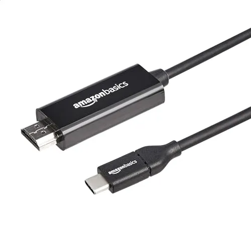 Amazon Basics Adapterkabel USB-C (Quelle) auf HDMI (Display), Thunderbolt-3-kompatibel, 4K bei 30 Hz, 0.91 m, schwarz