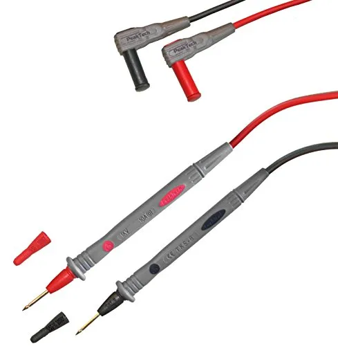 Produktbild PeakTech 1 Paar flexible Multimeter Messleitungen 120 cm, 4mm Prüfleitungen, 1000 V AC/DC ; 10A ; CAT III / IV, 1 Stück, TKS-8, Rot, Grau
