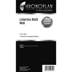 Chronoplan Ersatzeinlagen 50341, liniert, Midi, für Terminplaner, mit 6-fach Lochung, 25 Blatt