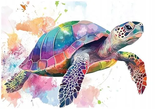 WallArena Vlies Fototapete Schildkröte 300x210 cm - Bunte 3D Effekt Tapete für Wohnzimmer und Schlafzimmer - Vlies Fototapete mit Schildkrötenmotiv für ein einzigartiges Wohnambiente. Strapazierfähig und einfach zu montieren, inklusive Kleister und Anleitung. Verleihen Sie Ihrem Raum lebendige Farben und eine angenehme Atmosphäre.