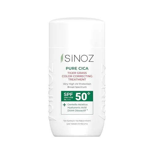 SINOZ Pure Cica Tiger Grass Correcting Treatment - SPF50+ - Sonnenschutzmittel mit SPF50+ und PA++++, bietet intensive Hautkorrektur und Schutz vor UV-Strahlen für einen strahlenden Teint.