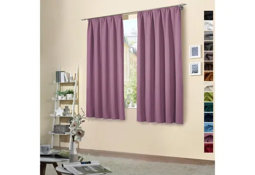 heimtexland Vorhang Blickdicht Thermovorhang 2er Set - Schiebevorhänge in Mauve-Altrosa, lichtundurchlässig und energiesparend. Hochwertiger Stoff mit Kräuselband für elegantes Ambiente und Kälteschutz.