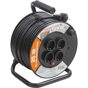 Meister Kabeltrommel 25m, für innen, 4x Schutzkontaktsteckdose