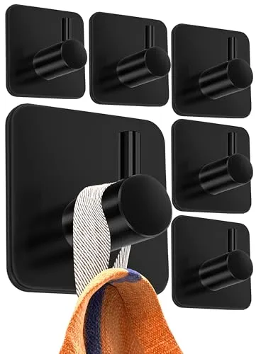 4smile Handtuchhalter ohne Bohren, 6er Set, schwarz in schwarz von 4smile