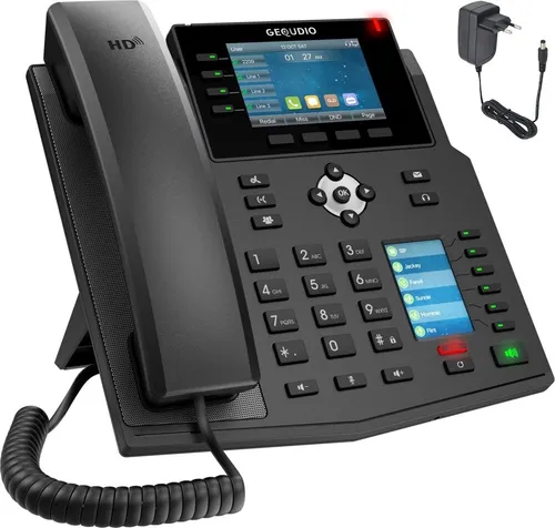 GEQUDIO IP Telefon GX5+ Set - Kompatibel mit Fritzbox und Telekom, HD Sprachqualität und 2x Farbdisplays, inklusive Schritt-für-Schritt Anleitung und 24 Monate Garantie