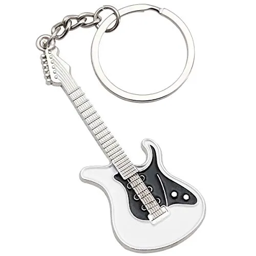 keepdrum E-Gitarre Schlüsselanhänger aus Metall Weiß