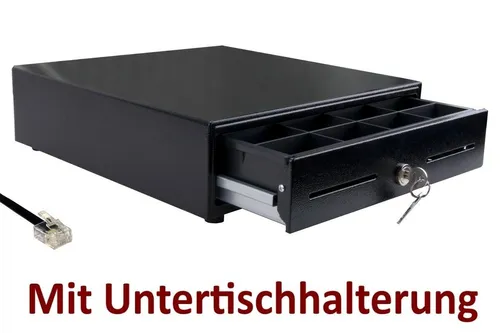 Kassenschublade mit Montagehalterung iQCash 33x34x10 RJ11 Geldlade Geldkassette