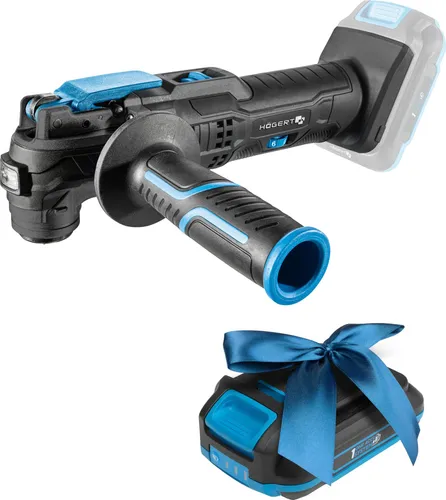 HÖGERT TECHNIK Akku-Multifunktionswerkzeug, 18V, 5000-19000 min??, 3° Oszillation, LED, stufenlose Drehzahlregelung, Softgrip, inkl. Zubehör + PROMO 2,0 Ah