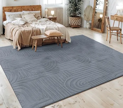 Paco Home Teppich Wohnzimmer Schlafzimmer Kurzflor Skandinavisches Boho Muster Geometrisch Rauten Motiv Einfarbig Weich Modern, Grösse:80x150 cm, Farbe:Anthrazit 7