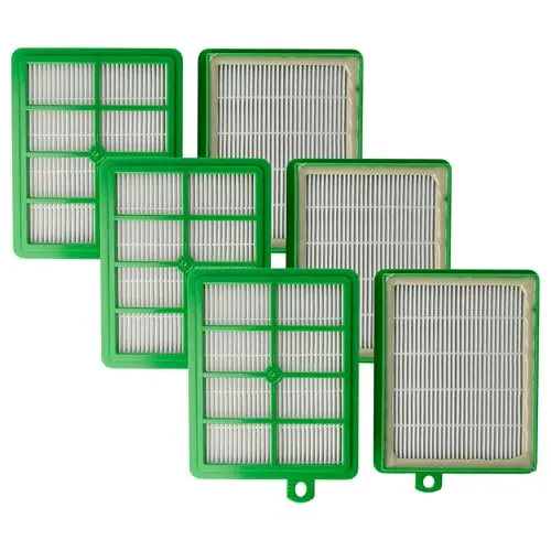 vhbw 6x Staubsaugerfilter kompatibel mit AEG Electrolux AEO 5472, AEO 5473, AEO 5468, AEO 5469, AEO 5470, AEO 5471 Staubsauger - HEPA-Filter Grün Weiß
