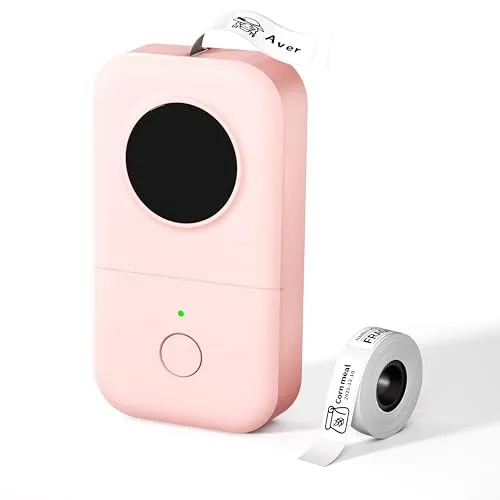 Phomemo Mini Etikettendrucker D30 Aufkleberdrucker Bluetooth Thermoetikettendrucker Entzückender Etikettieraufkleberhersteller, erfahrener Freundlich für Büro, fähibel mit iOS Android, Rosa