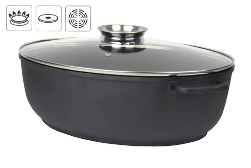 Aluguss-Bräter mit Glasdeckel – 8,5 Liter von Hi