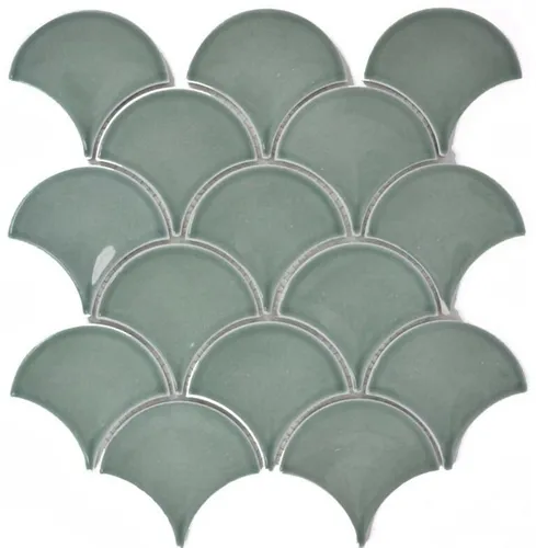 Mosaik Fliese Keramik Fächer petrol glänzend von MOSANI