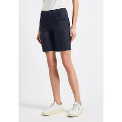 Bermudas STREET ONE, Damen, Gr. 36, blau (tiefblau), Web, 97% Baumwolle, 3% Elasthan, unifarben, gerade kurz, Hosen Bermudas, 4-Pocket Style