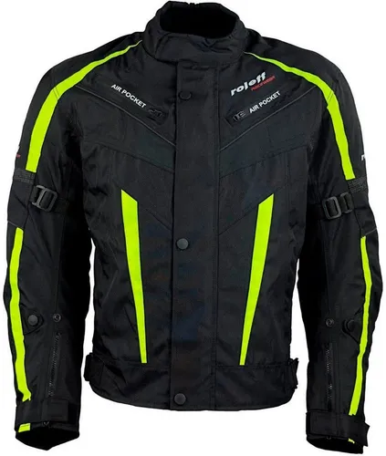 roleff Motorradjacke 4 Taschen gelb|schwarz S - Motorradjacke mit 4 praktischen Taschen, wasserdicht und winddicht, ideal für sicheres Fahren bei jedem Wetter.