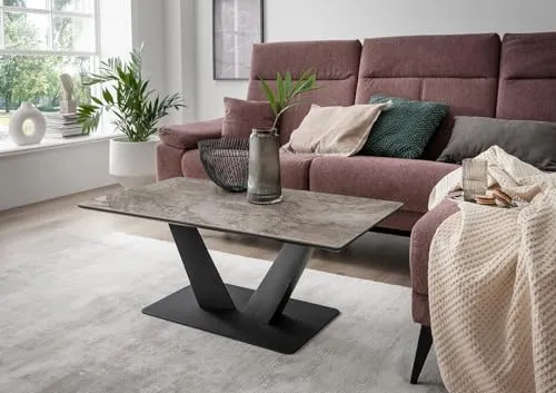 möbelando Couchtisch >2157-23< in dunkelgrau, Gestell Metall - 110x42x60cm (BxHxT)