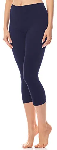 Antié Damen Leggings 3/4 aus Baumwolle AN60-101(Navy Blau,M)