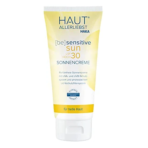 HAKA Sonnencreme LSF 30, 100 ml, zuverlässiger UVA- & UVB-Schutz ohne weißen Film, wasserfest & klebefrei, zieht schnell ein, ohne Octocrylene, mit Sheabutter, parfümfrei, vegan