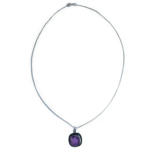XEN Anhänger mit Kette Amethyst Cushion-Cabochon 45 cm 925 Silber (45 cm)