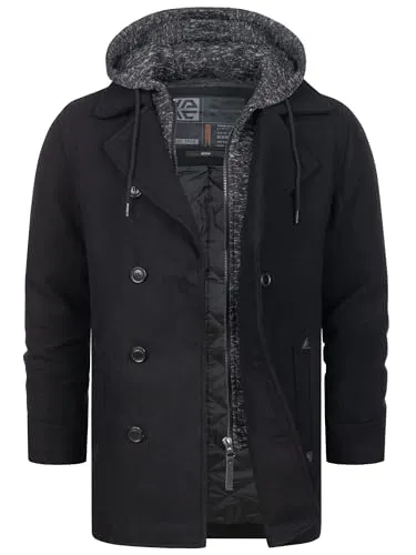 Indicode Herren Cliff Kurzmantel mit Stehkragen - Stilvoller Wollmantel in Schwarz, Größe S - Eleganter, mittelschwer gefütterter Kurzmantel mit Stehkragen und praktischen Taschen. Der hochwertige Stoff sorgt für angenehmen Tragekomfort. Ideal für modische Akzente in der kalten Jahreszeit.