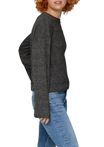 s.Oliver Damen 2150439 T-Shirt, Oversize Grau, XL - T-Shirt für Damen mit rundem Halsausschnitt und langen Ärmeln, ideal für einen lässigen Look und höchsten Tragekomfort.