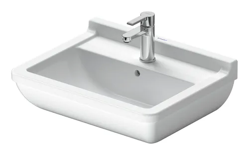 Duravit Starck 3 Waschtisch 55 cm - Elegantes Waschbecken aus Badkeramik in Weiß, mit praktischen Überlauf und 1 Hahnloch für einfache Installation.