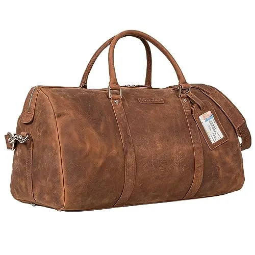 STILORD 'Herkules' Premium Leder-Reisetasche - Reisetasche aus echtem Rindsleder, stilvolles Vintage-Design, wasserdicht und ideal für Wochenendtrips oder als Handgepäck im Flugzeug.