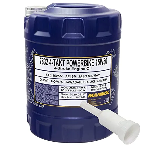 Motoröl Motor Öl MANNOL 4- Takt Powerbike 15W-50 API SM 10 Liter mit Ausgießer