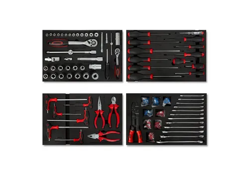 EBERTH Werkzeugset Multitool 81 Teile - Werkzeugset für 4 Schubladen, ideal für KFZ- und Profi-Werkstätten, mit 4 Hochwertigen Werkzeugeinlegern für optimale Ordnung und schnellen Zugriff.