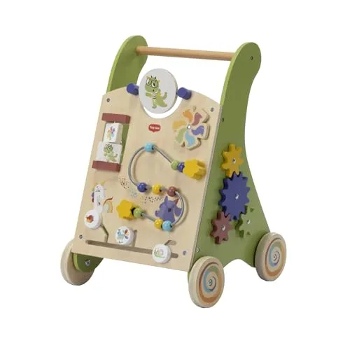 Tiny Love Baby Holz Lauflernwagen 2-in-1 Activity - Robuster hölzerner Lauflernwagen mit 12 interaktiven Aktivitäten für motorische Fähigkeiten. Fördert das Laufen lernen ab 18 Monaten, mit rutschfesten, geräuschdämpfenden Rädern für sicheres Spielen.