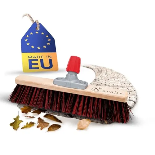 Novaliv Arengabesen mit Elaston 50 cm Besenkopf I Besen ohne Stiel I Arenga-Elaston schwarz-rot I Grob I Straßenbesen Industriebesen Kehrbesen Gartenbesen Hofbesen