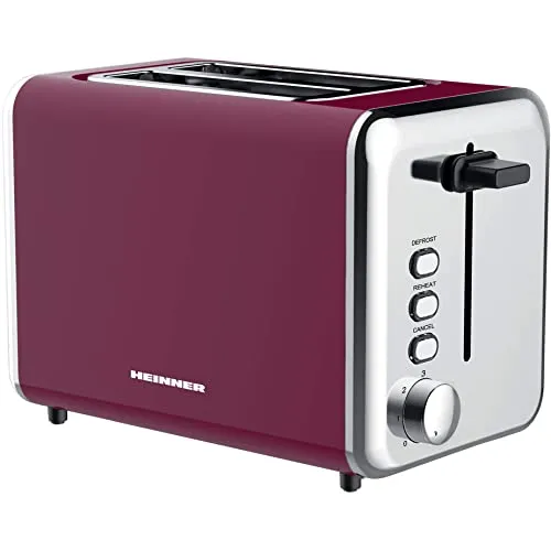Heinner TP-1000BG Toaster, 850 W, 2 Brotscheiben, Burgund