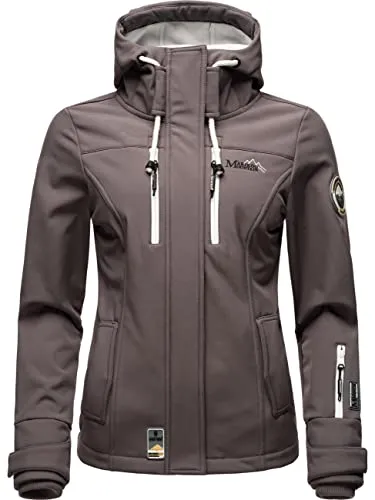 MARIKOO Damen Softshelljacke Kleinezicke Grey Gr. S - Funktionsjacken: Robuste, atmungsaktive und wasserfeste Übergangsjacke mit Kapuze, ideal für Outdoor-Aktivitäten bei wechselhaftem Wetter.
